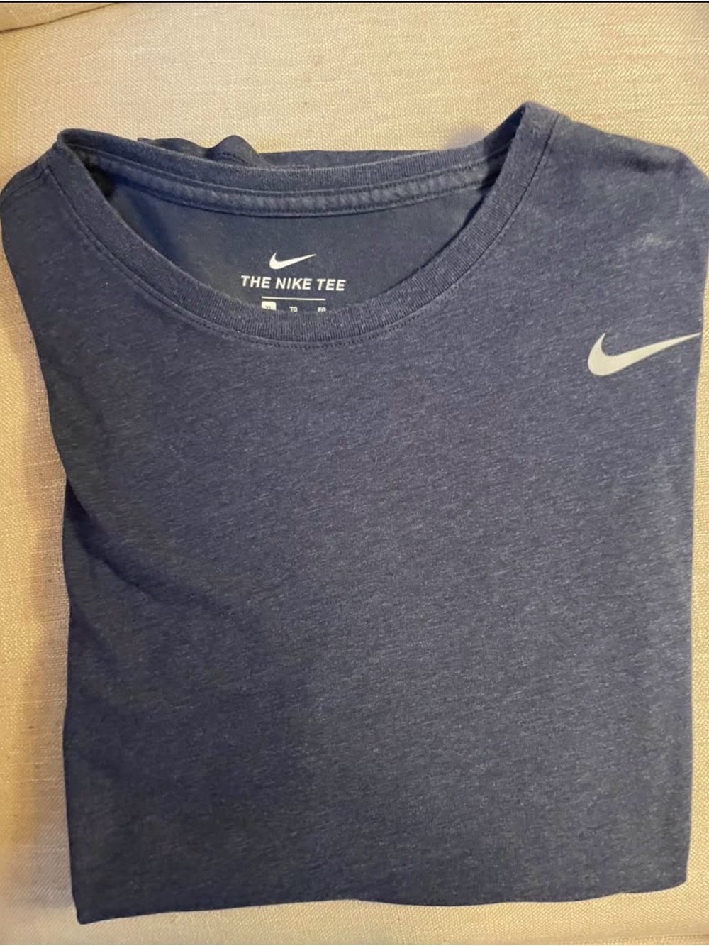 Nike Navy Heather Short Sleeve Crew Tee with Swoosh
